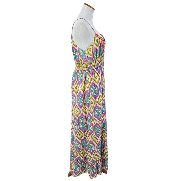 VTG Beaded Multicolored Maxi Dress | Boho Coastal Cowgirl Whimsigoth Festival M - Picture 7 of 16